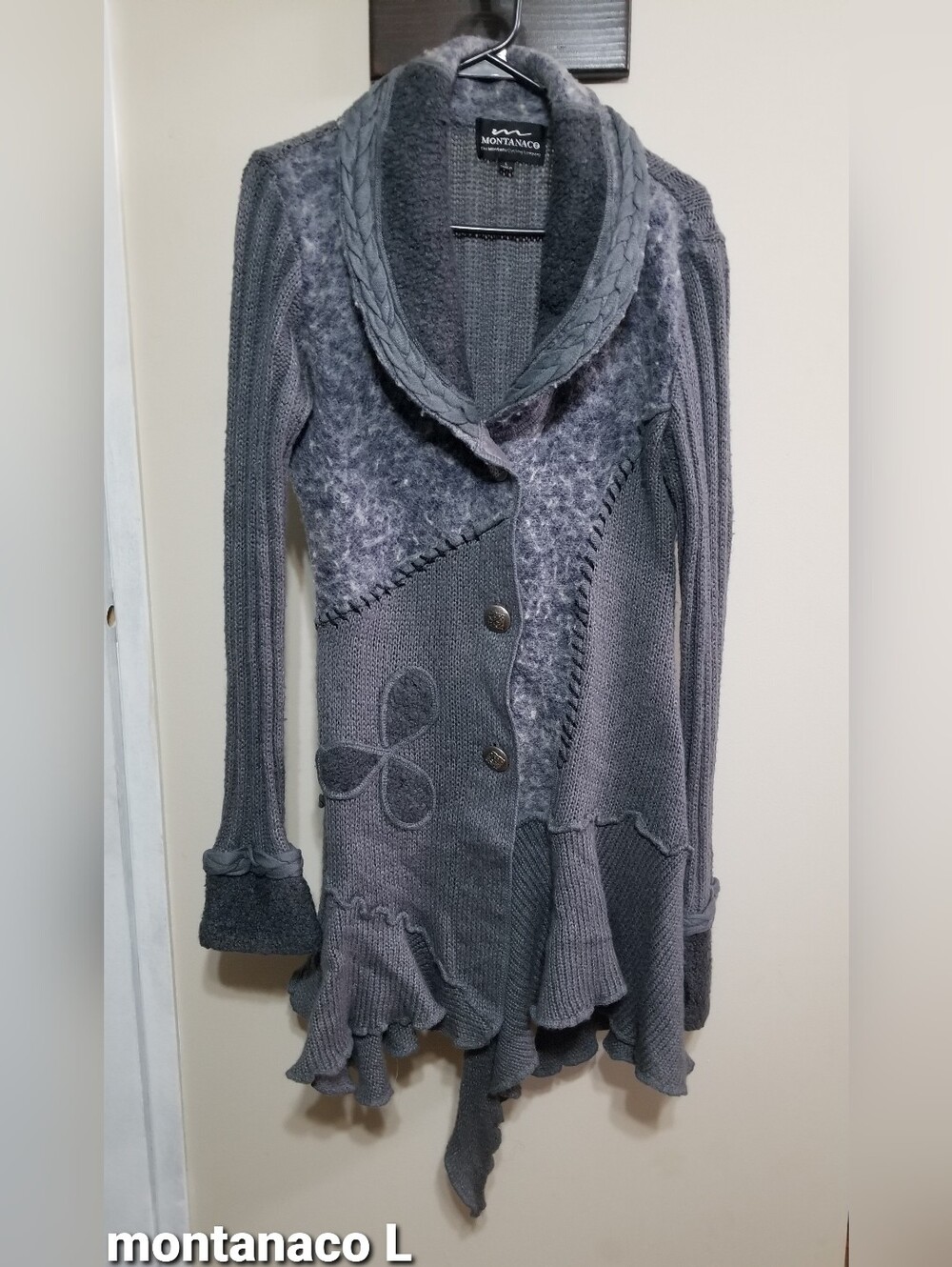 Montanaco Sweater Large Grey Unique Cardigan